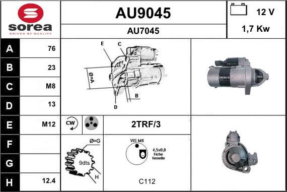 SNRA AU9045 - Стартер vvparts.bg