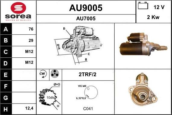 SNRA AU9005 - Стартер vvparts.bg