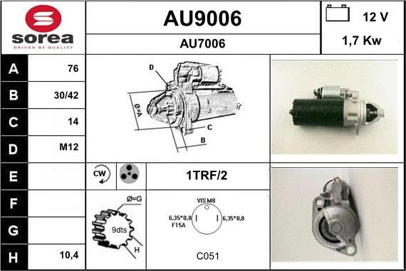 SNRA AU9006 - Стартер vvparts.bg