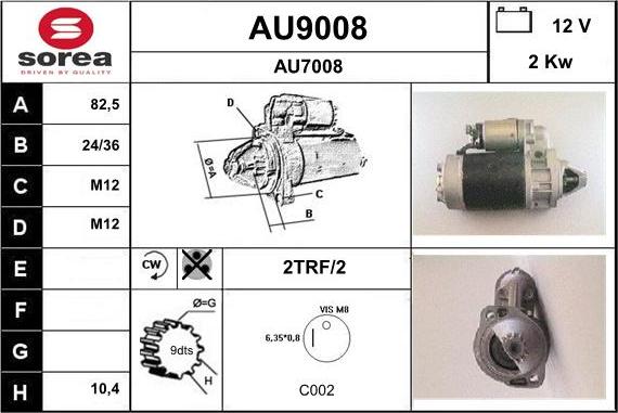 SNRA AU9008 - Стартер vvparts.bg