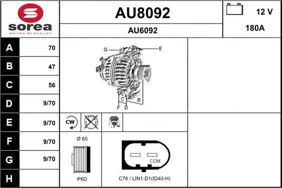 SNRA AU8092 - Генератор vvparts.bg