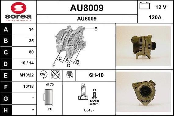 SNRA AU8009 - Генератор vvparts.bg