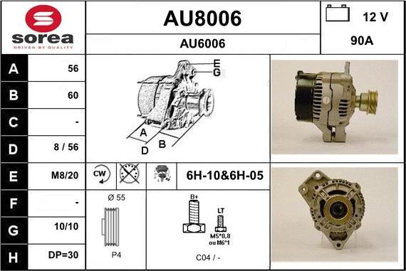 SNRA AU8006 - Генератор vvparts.bg