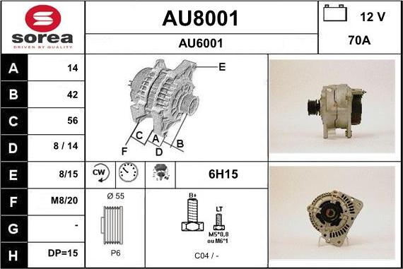 SNRA AU8001 - Генератор vvparts.bg