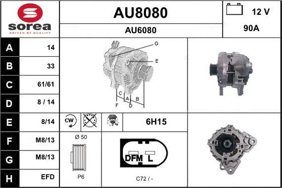 SNRA AU8080 - Генератор vvparts.bg