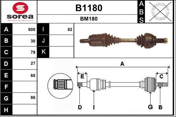 SNRA B1180 - Полуоска vvparts.bg