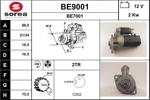 SNRA BE9001 - Стартер vvparts.bg