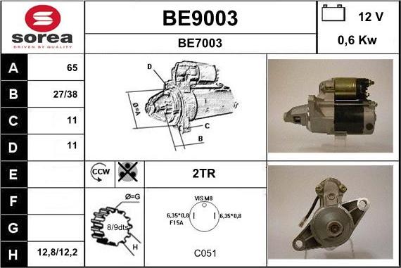 SNRA BE9003 - Стартер vvparts.bg