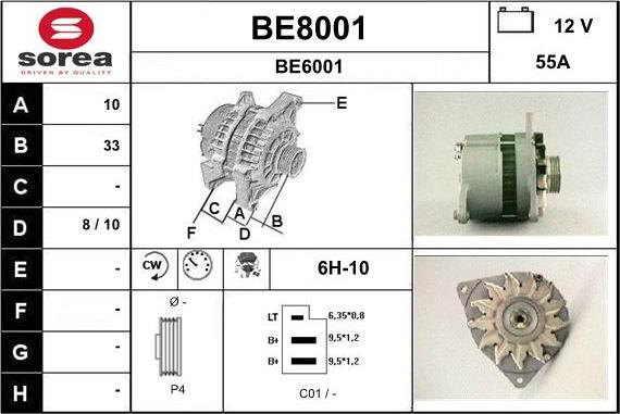 SNRA BE8001 - Генератор vvparts.bg