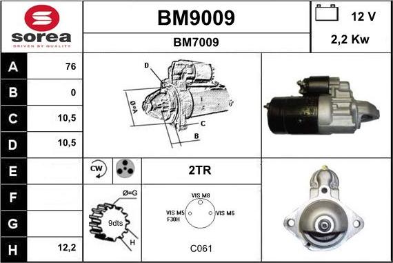 SNRA BM9009 - Стартер vvparts.bg