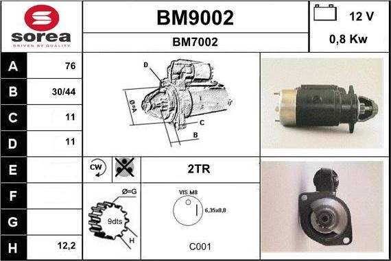 SNRA BM9002 - Стартер vvparts.bg