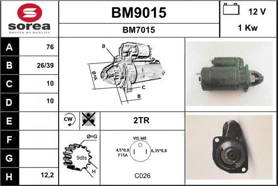 SNRA BM9015 - Стартер vvparts.bg