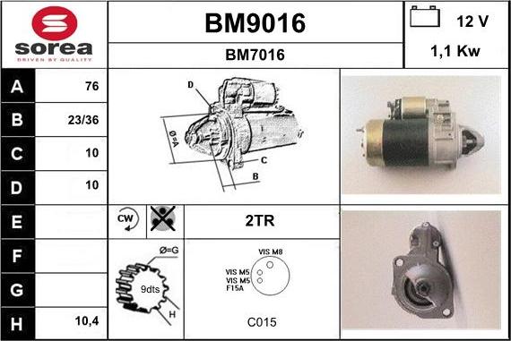 SNRA BM9016 - Стартер vvparts.bg
