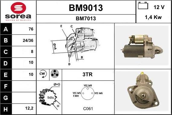 SNRA BM9013 - Стартер vvparts.bg