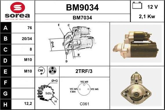 SNRA BM9034 - Стартер vvparts.bg