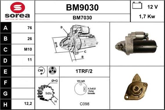 SNRA BM9030 - Стартер vvparts.bg