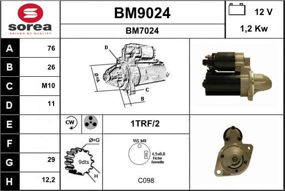 SNRA BM9024 - Стартер vvparts.bg