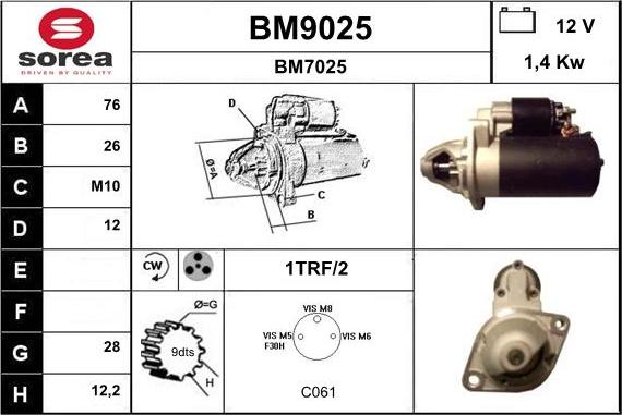 SNRA BM9025 - Стартер vvparts.bg