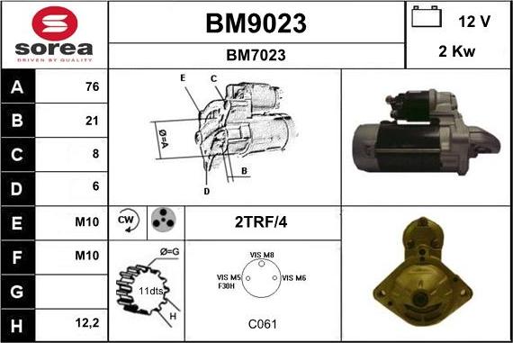 SNRA BM9023 - Стартер vvparts.bg