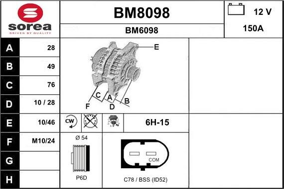 SNRA BM8098 - Генератор vvparts.bg