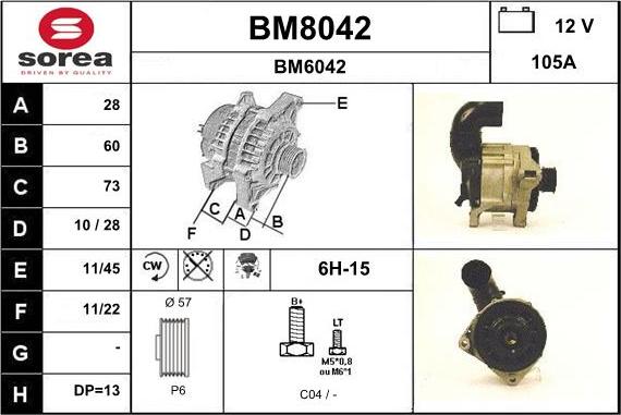 SNRA BM8042 - Генератор vvparts.bg