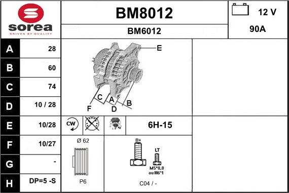 SNRA BM8012 - Генератор vvparts.bg