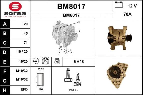 SNRA BM8017 - Генератор vvparts.bg