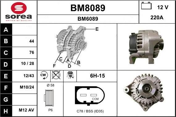 SNRA BM8089 - Генератор vvparts.bg