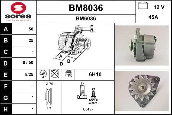 SNRA BM8036 - Генератор vvparts.bg