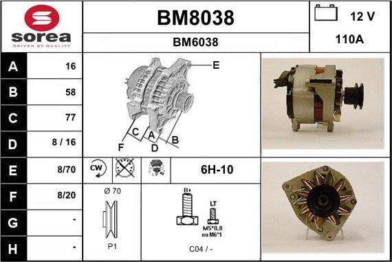 SNRA BM8038 - Генератор vvparts.bg