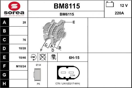 SNRA BM8115 - Генератор vvparts.bg