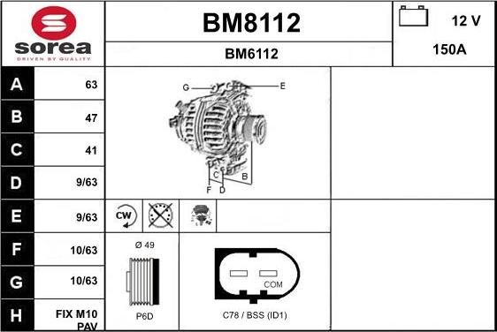 SNRA BM8112 - Генератор vvparts.bg