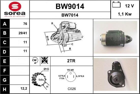 SNRA BW9014 - Стартер vvparts.bg