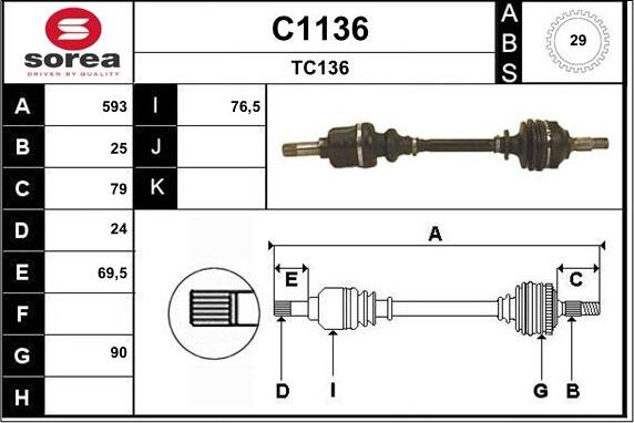 SNRA C1136 - Полуоска vvparts.bg