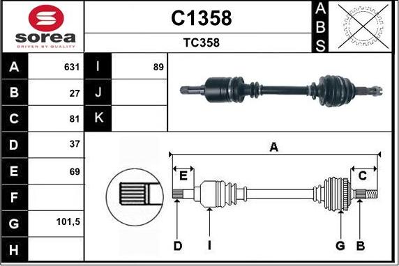 SNRA C1358 - Полуоска vvparts.bg