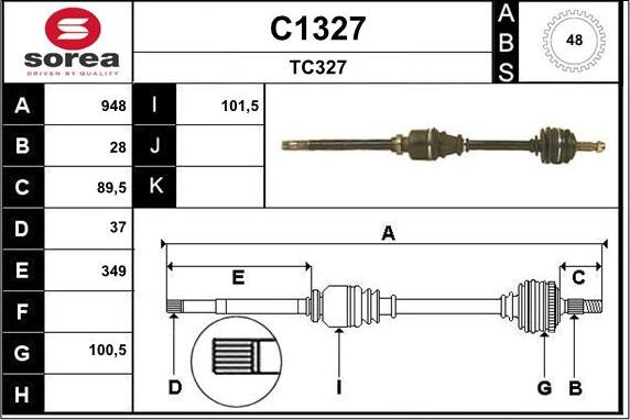 SNRA C1327 - Полуоска vvparts.bg