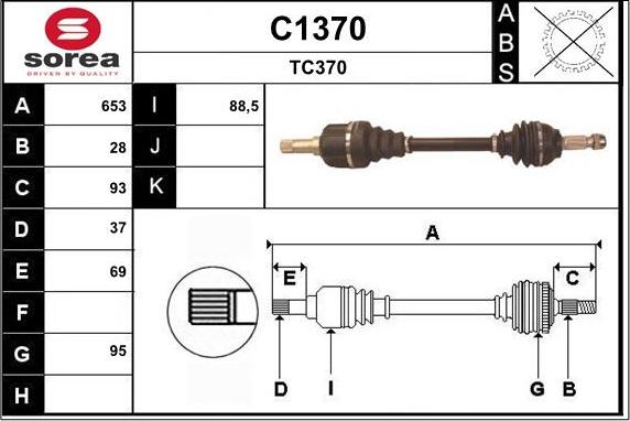 SNRA C1370 - Полуоска vvparts.bg