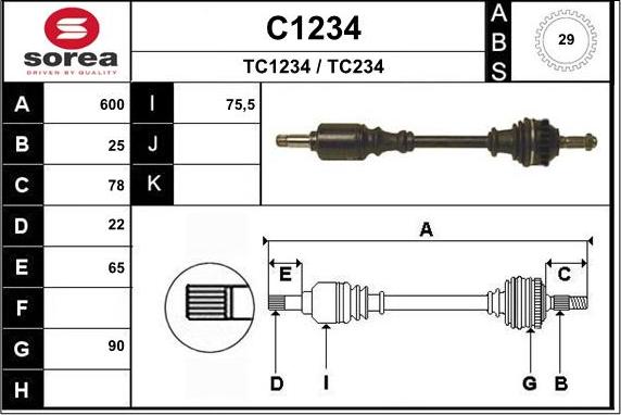 SNRA C1234 - Полуоска vvparts.bg