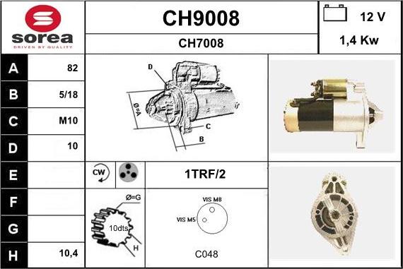 SNRA CH9008 - Стартер vvparts.bg