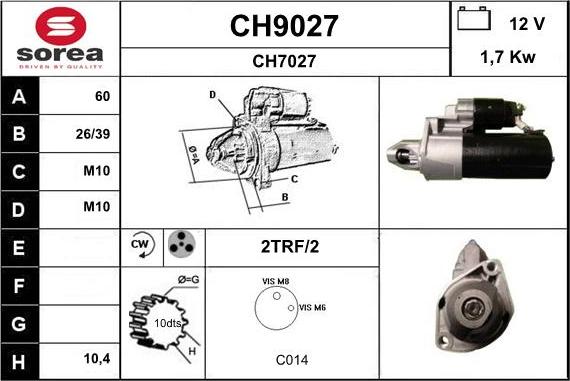 SNRA CH9027 - Стартер vvparts.bg