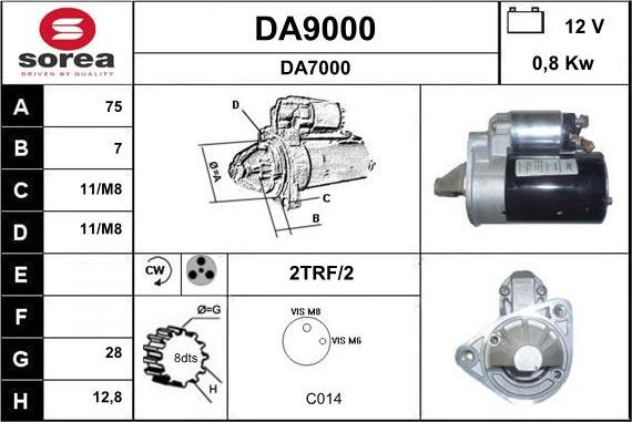 SNRA DA9000 - Стартер vvparts.bg