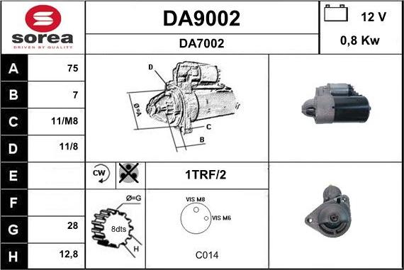 SNRA DA9002 - Стартер vvparts.bg