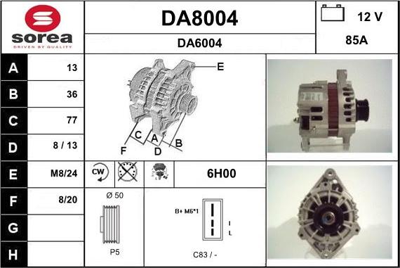 SNRA DA8004 - Генератор vvparts.bg