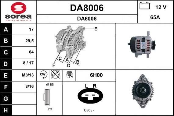 SNRA DA8006 - Генератор vvparts.bg