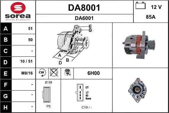 SNRA DA8001 - Генератор vvparts.bg