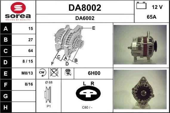 SNRA DA8002 - Генератор vvparts.bg