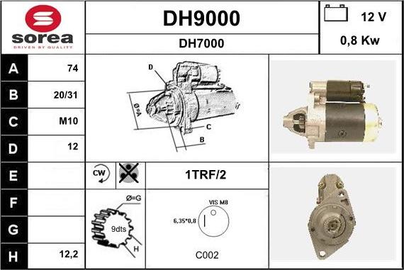 SNRA DH9000 - Стартер vvparts.bg
