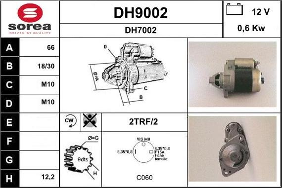 SNRA DH9002 - Стартер vvparts.bg