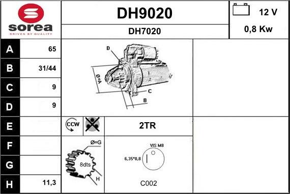 SNRA DH9020 - Стартер vvparts.bg