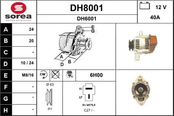 SNRA DH8001 - Генератор vvparts.bg